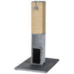 Cat Scratching Post Scratcher Climber W/ Carpet Base Hanging Toy | Gray