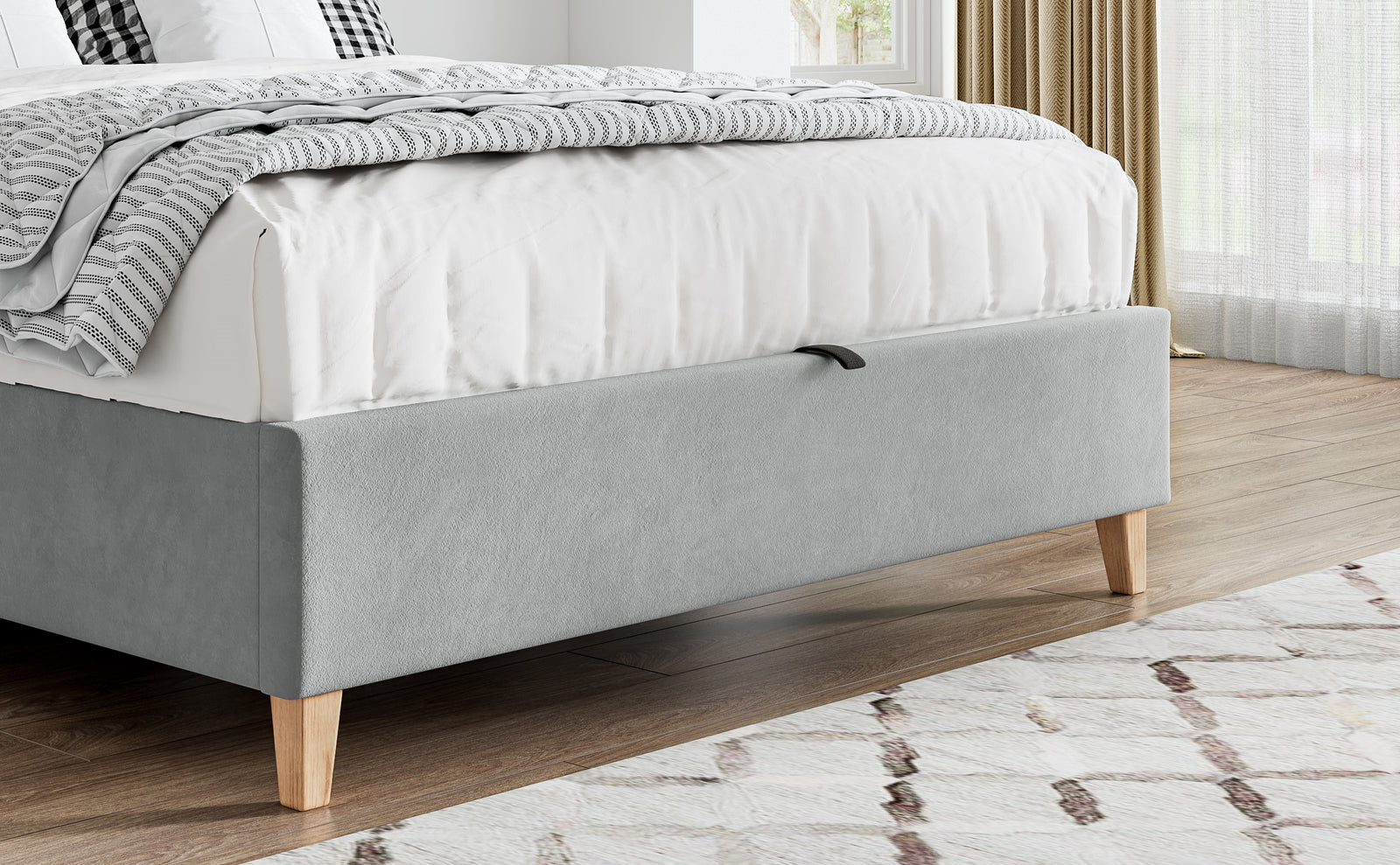 Rhodes Velvet Ottoman Bed | King | Grey