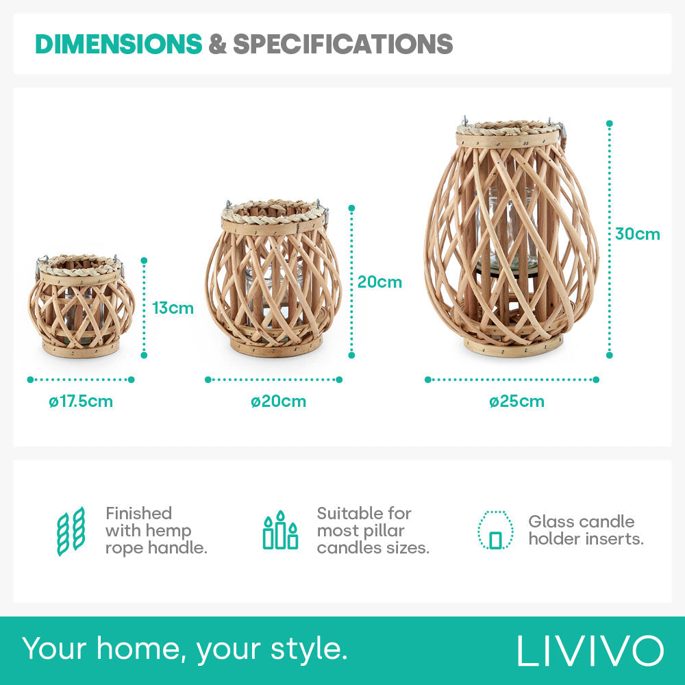 Willow Lanterns Set Of 3 - Natural