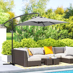3m Cantilever Banana Parasol W/ Cross Base | Light Grey