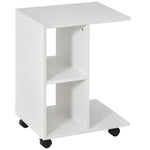 End Table Unique Storage Unit W/ 2 Shelves 4 Wheels Home | Jet Black