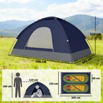 2 Person Camping Tent, Dome Tent With Storage Pocket | Blue