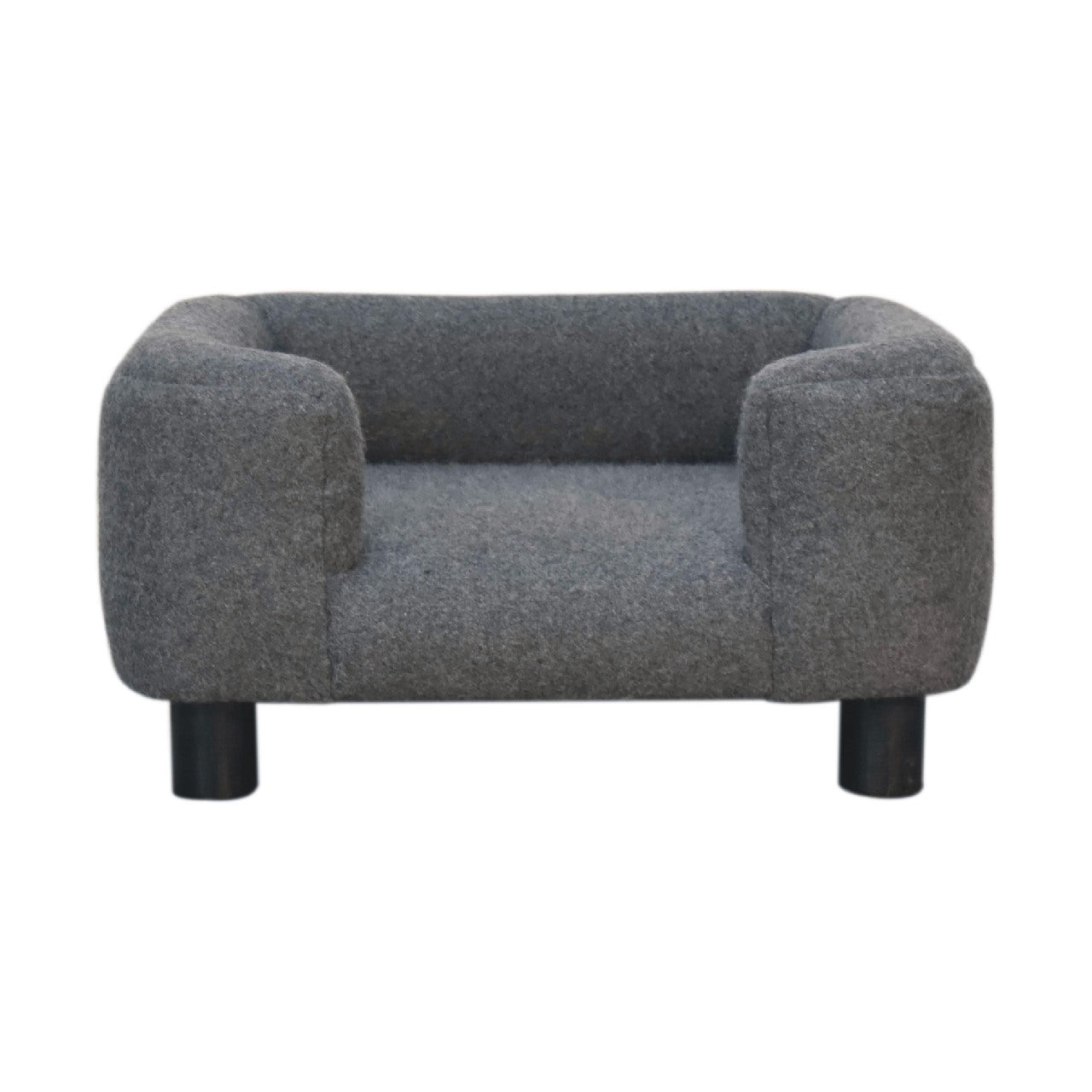 Solid Mango Wood, Upholstered Mini Battleship Tweed Pet Sofa Bed
