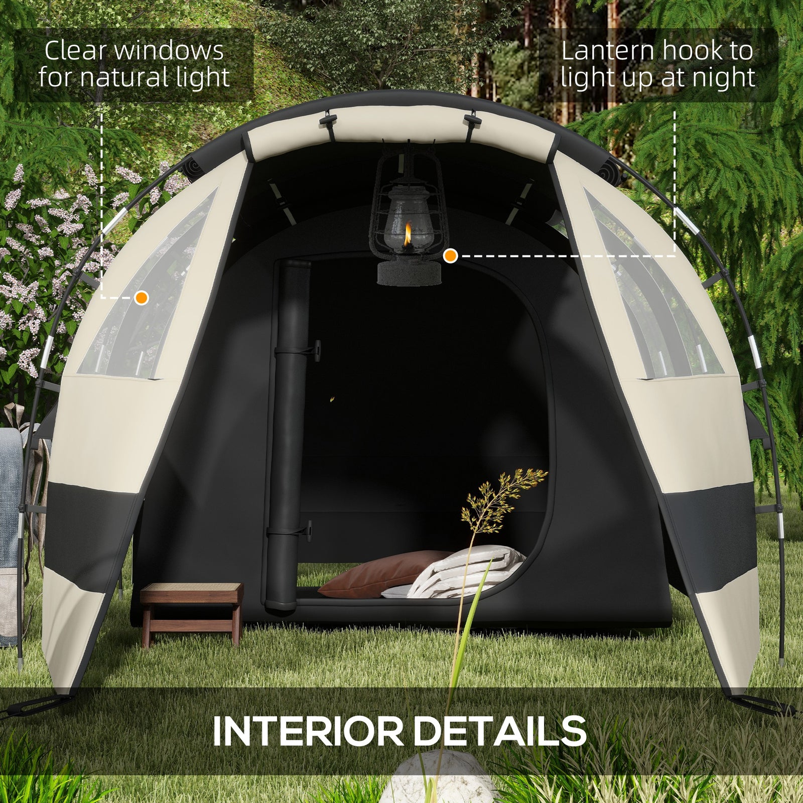 Blackout Camping Tent With Bedroom & Living Room For 4-5 | Khaki