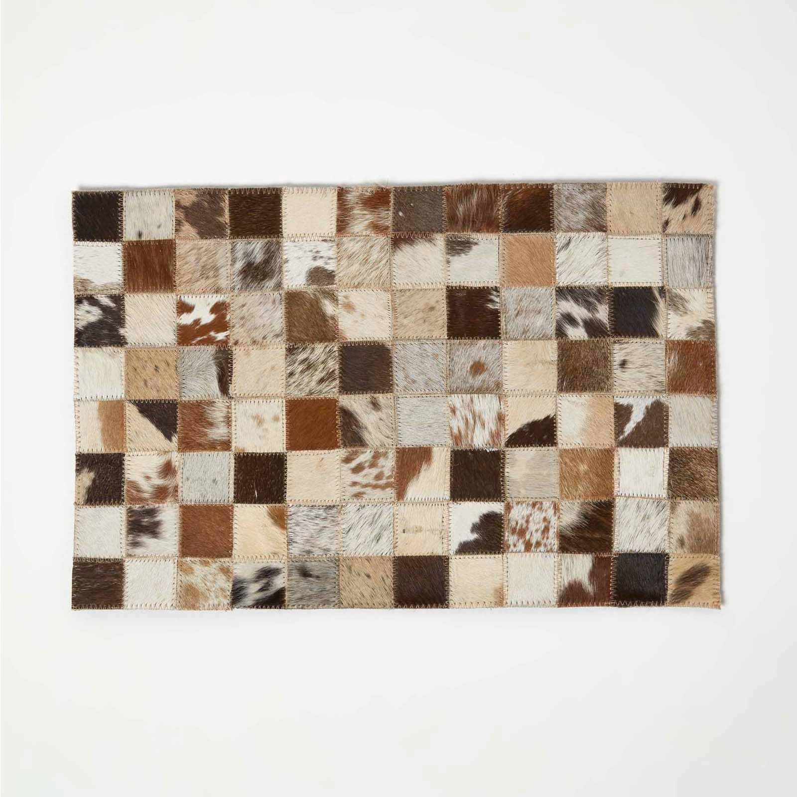 Block Check Brown Leather Placemats Set Of 4