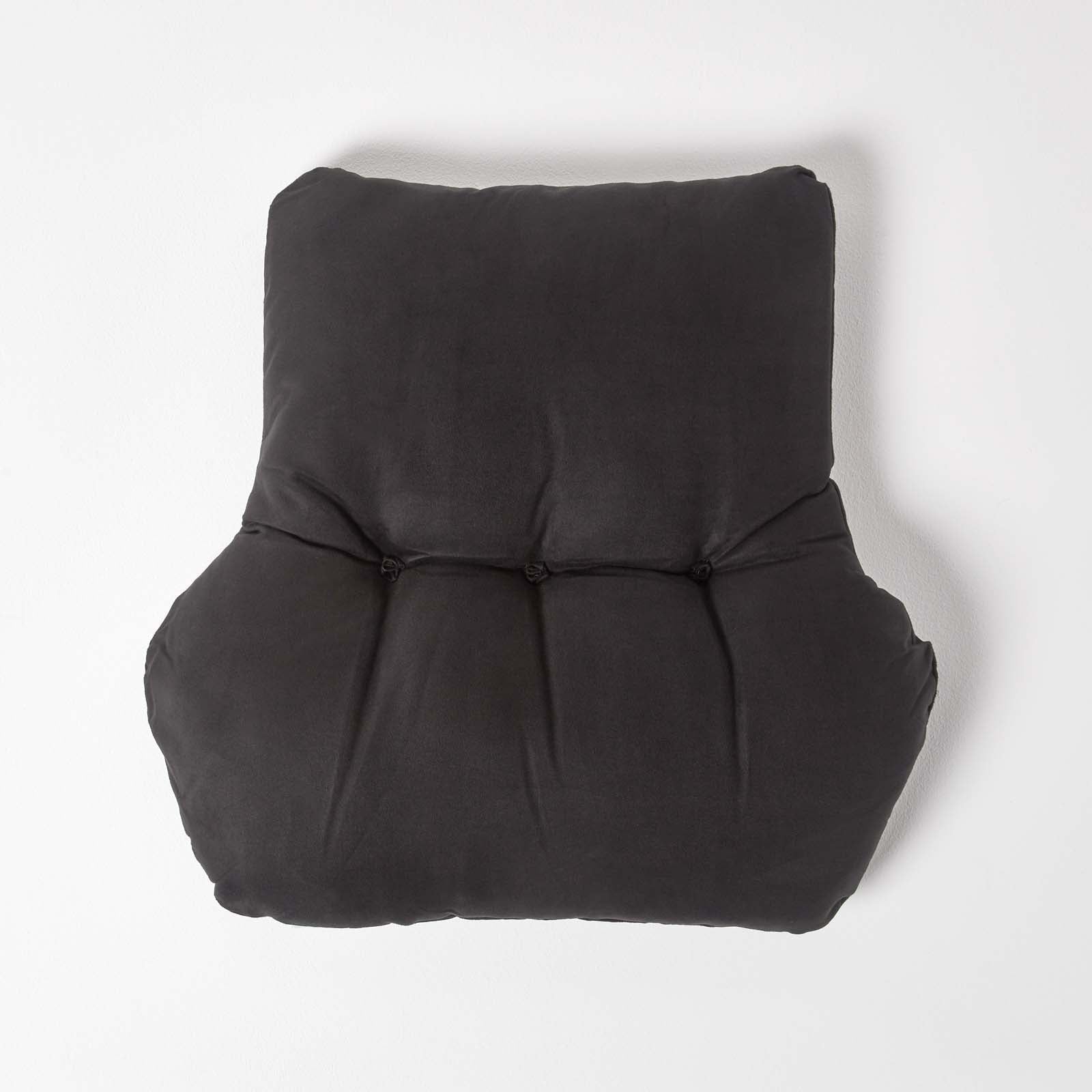 Faux Suede Back Support Thick Lumbar Cushion | Black