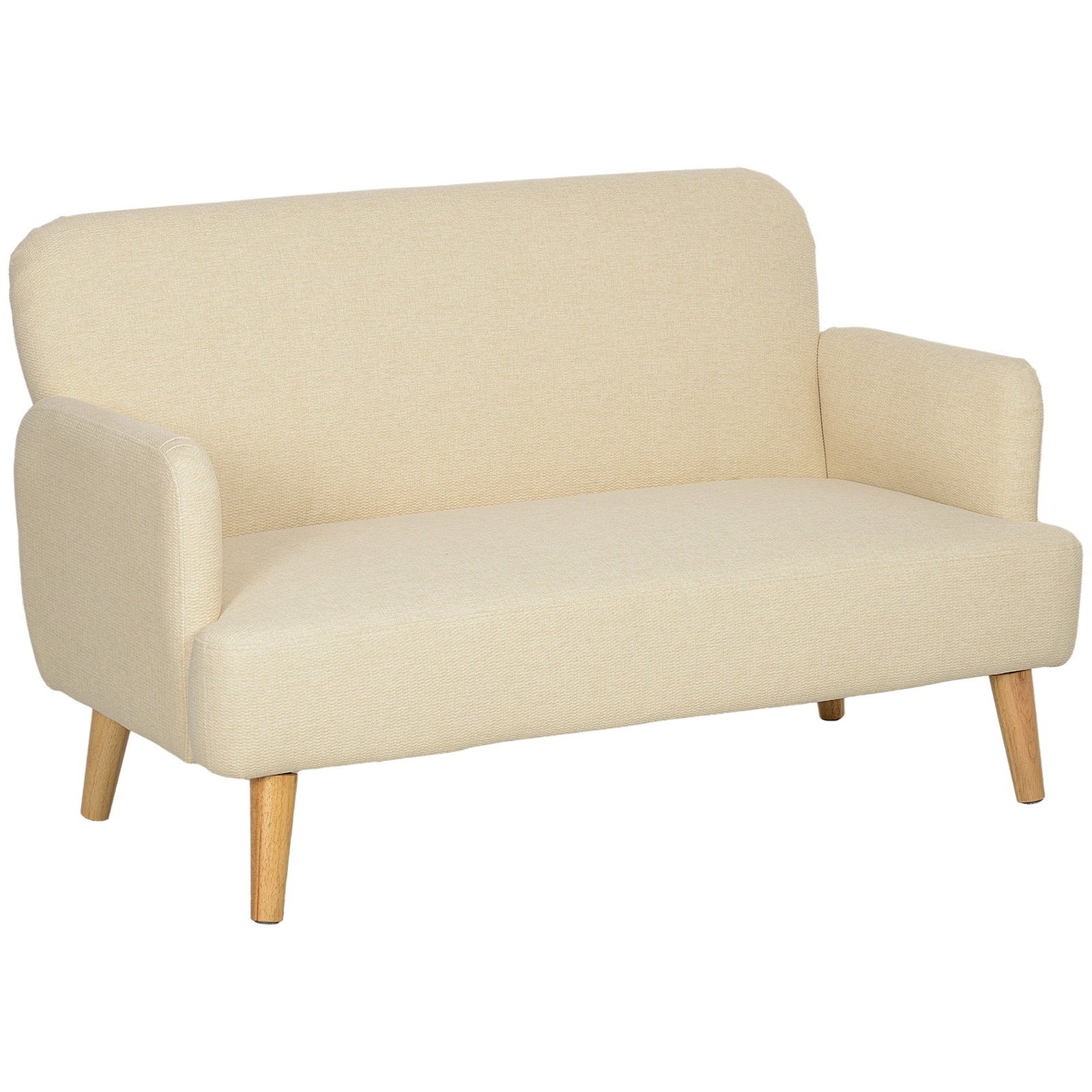 2 Seater Sofa With 21cm Thick Padding And Wood Legs | Cream