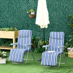 Set Of 2 Adjustable Sun Lounger Recliner Reclining Seat | Blue