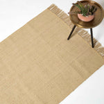 Zaphyr Natural Handwoven Jute Rug With Tassels | 150cm x 95cm | Natural
