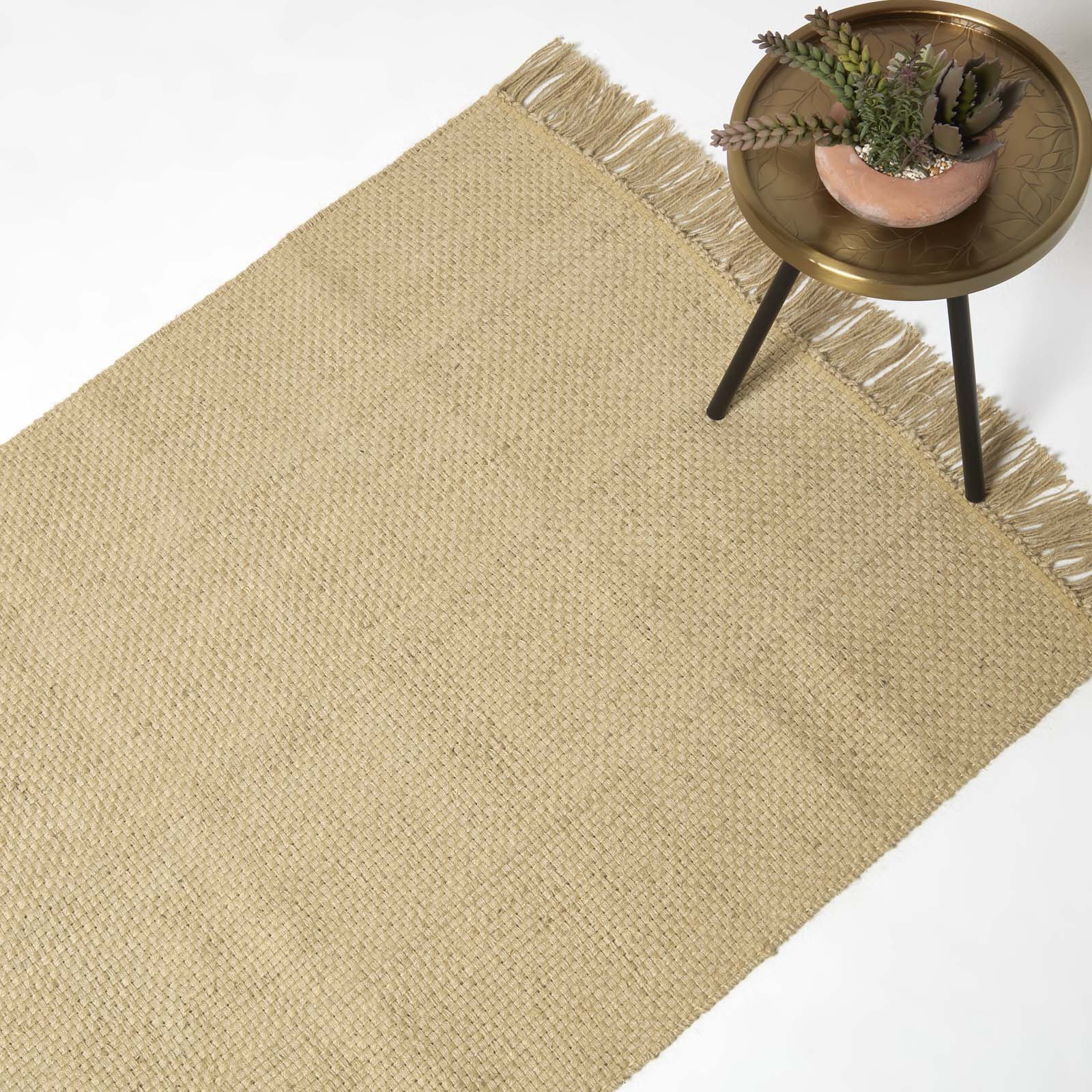 Zaphyr Natural Handwoven Jute Rug With Tassels | 150cm x 95cm | Natural