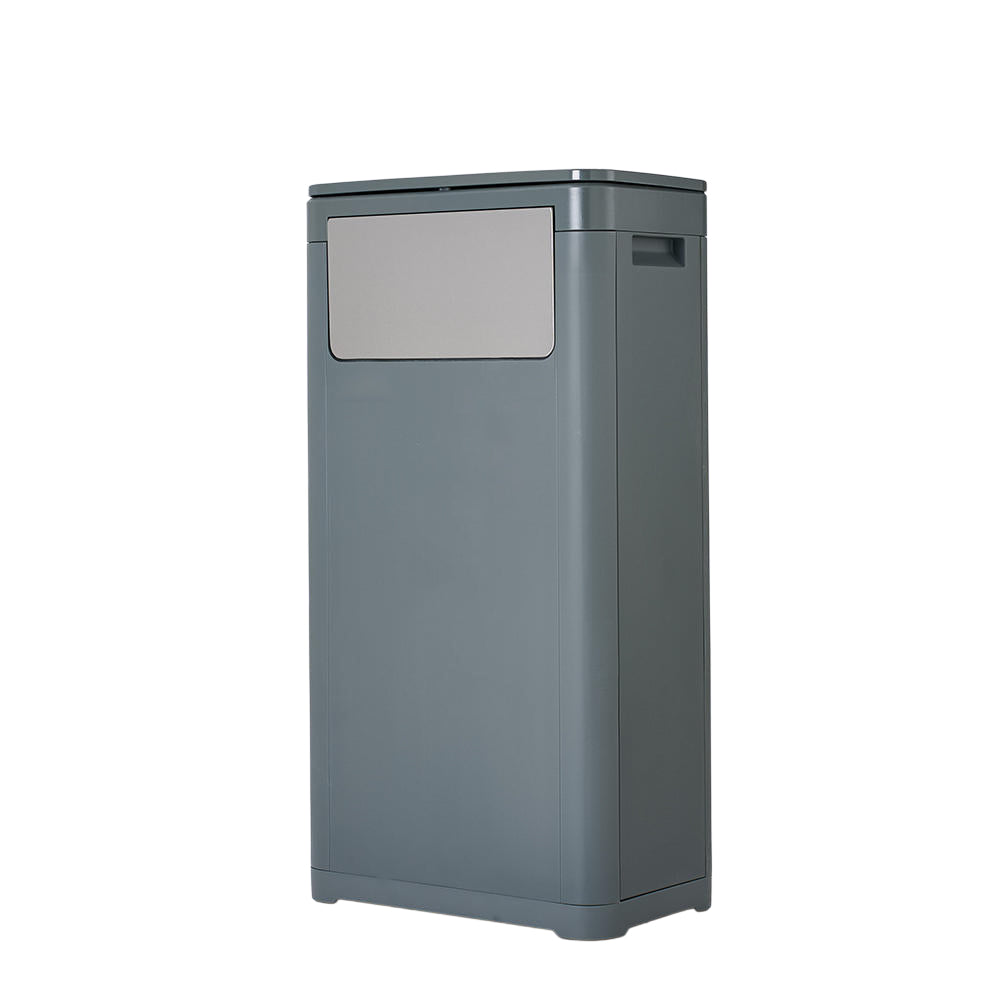 25l/32l Plastic Rubbish Bin With Top And Side Opening | Small | Grey