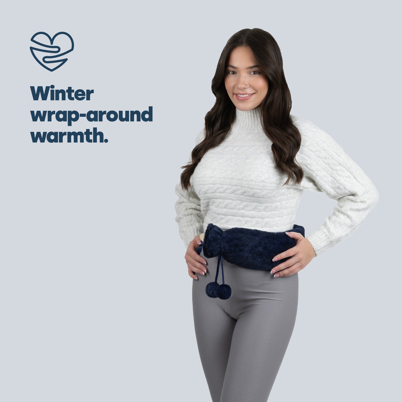 Wrap-around Long Hot Water Bottle - Navy Plush