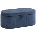 Storage Ottoman, Corduroy Ottoman Storage Box With Padded Seat | Blue