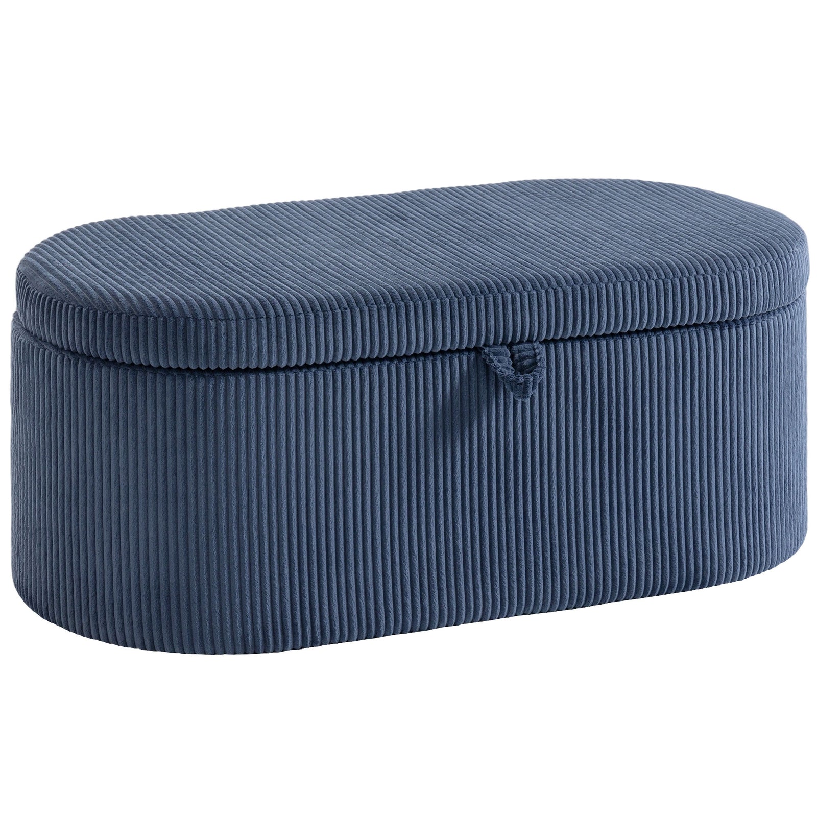 Storage Ottoman, Corduroy Ottoman Storage Box With Padded Seat | Blue