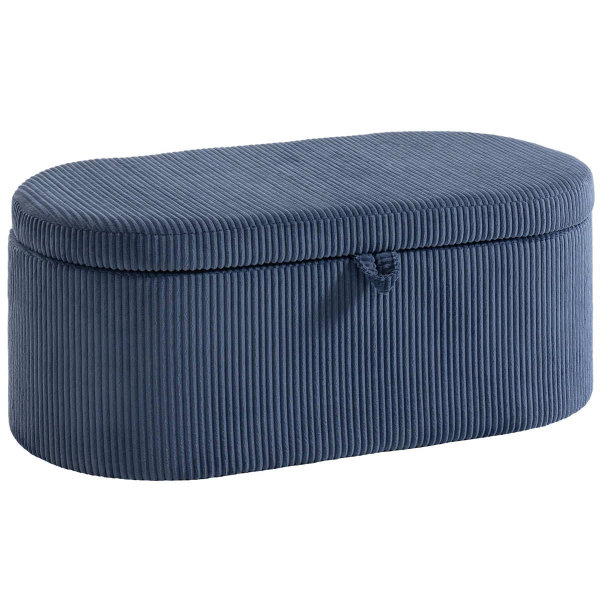 Storage Ottoman, Corduroy Ottoman Storage Box With Padded Seat | Blue
