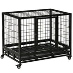 Heavy Duty Dog Cage W/ Wheels, Tray - M L
