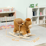 AIYAPLAY Baby Rocking Horse With Song, Safety Belt, Wood Base For 1-3 Years