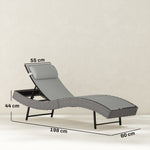 Rattan Sun Lounger With 5 Position Back, Texteline Seat | Light Grey