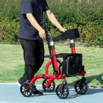 Lightweight Walking Frame With Seat And Backrest | Red