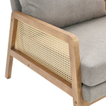 Well-crafted Modern Fabric Armchair With Wooden Frame And Caned Sides, Fluffy Backrest And Thick Cushions | Grey