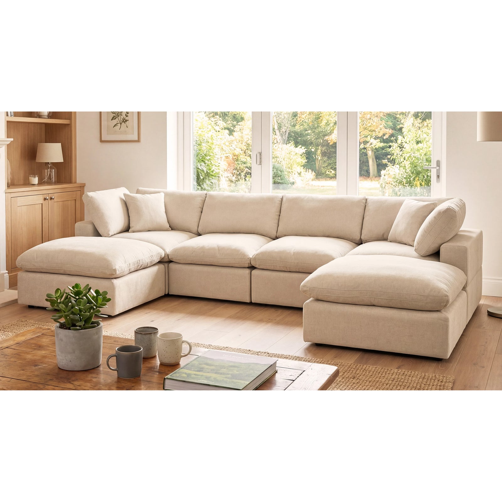 Cotleigh 6-piece U-shaped Modular Corner Sofa | Light Beige