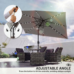 3 X 2 M Garden Parasol Umbrella With Light, Outdoor Patio Umbrella | Dark Grey