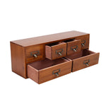 Desktop Retro Wood 6-drawer Storage Organizer