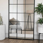 Kyō - Metal Rectangle Lattice Window Mirror | 180cm x 90cm | Black