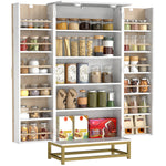 HOMCOM Kitchen Cabinet With Double Doors, 5 Tiers, 12 Spice Racks, White