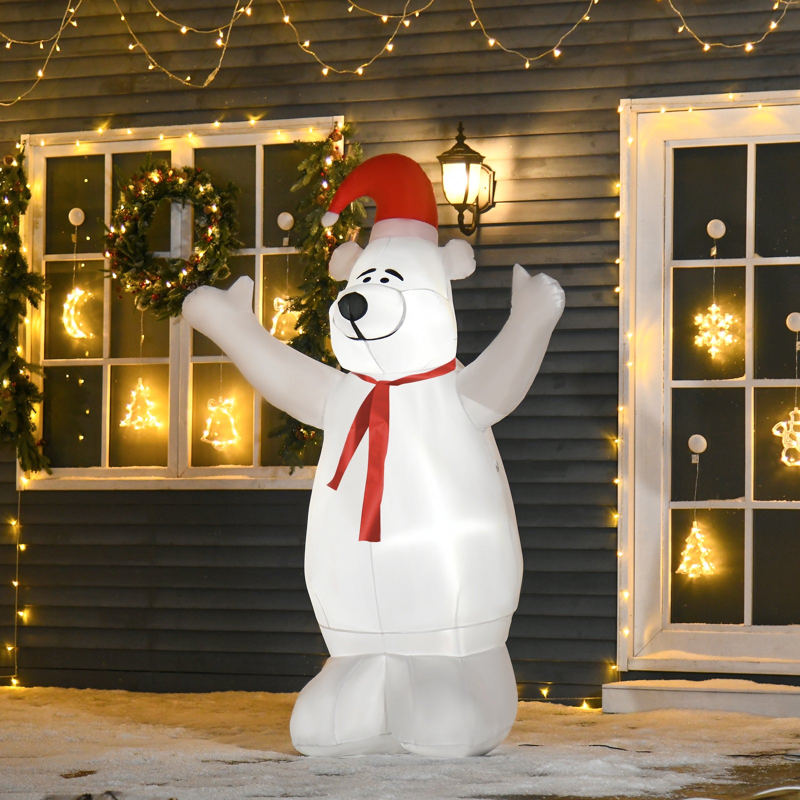 6ft Tall Outdoor Inflatable Bear Lighted Airblown Christmas