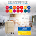 55x40x20cm Lightweight Luggage Hard Shell Cabin Suitcase 60+ Airlines Approved - Carry On Case - 4 Wheels | 55 x 40 x 20cm | Champagne