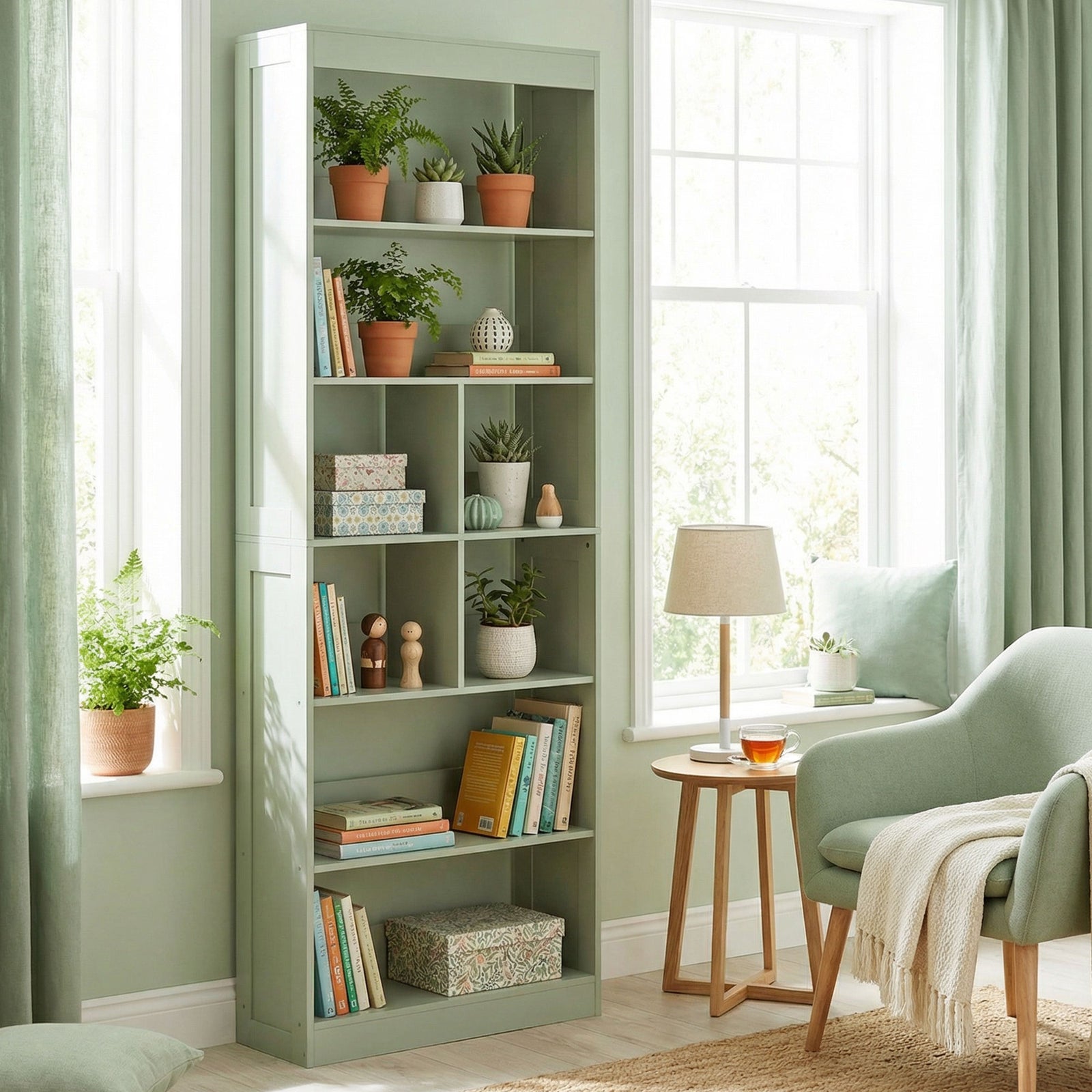 Bookcase, 6-tier Bookshelf With Anti-tipping Design | Green