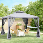 3 X 3 M Metal Gazebo Garden Outdoor 2-tier Roof Marquee | Grey