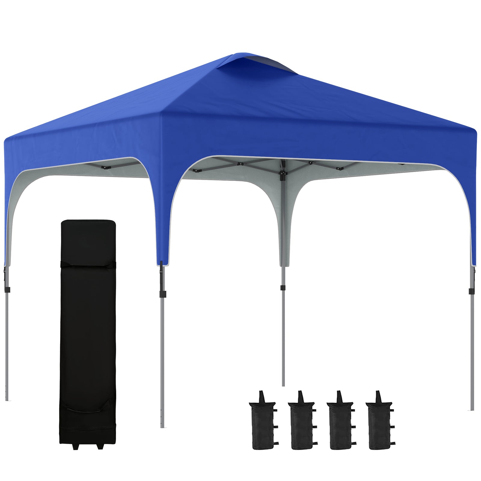 Pop Up Gazebo Foldable With Wheeled, Bag And 4 Weight Bags | Blue