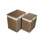 White Cotton Lined Boutique Antique Wash Laundry Baskets | Set-of-2 | Brown
