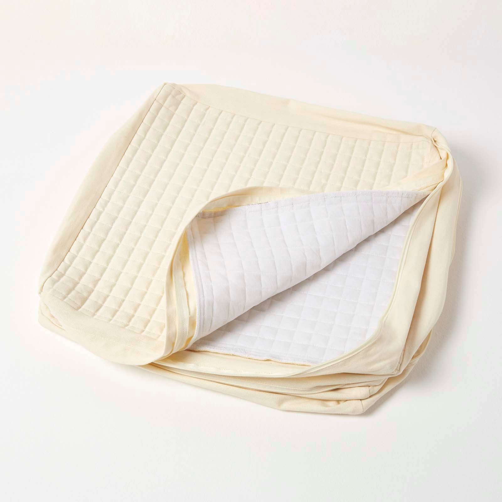 Quilted Cotton 3 Seater Orthopaedic Booster Cushion Cover | 50cm x 150cm | Cream