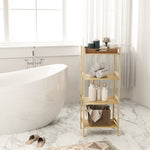 4-tier Bamboo Bathroom Storage Shelf With Adjustable Rack | One Size | Natural