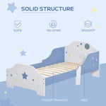 Kids Star & Balloon Single Bed Frame With Safe Guardrails Slats Bedroom Furniture