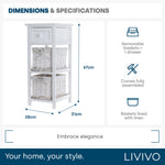 Wicker 2-tier Bedside Table Unit - White