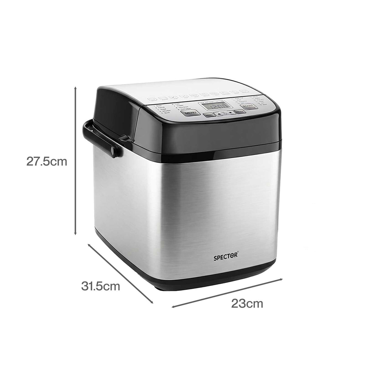 Spector Bread Maker 19 In 1 Compact Machine 15h Timer 1.5lb Black Silver