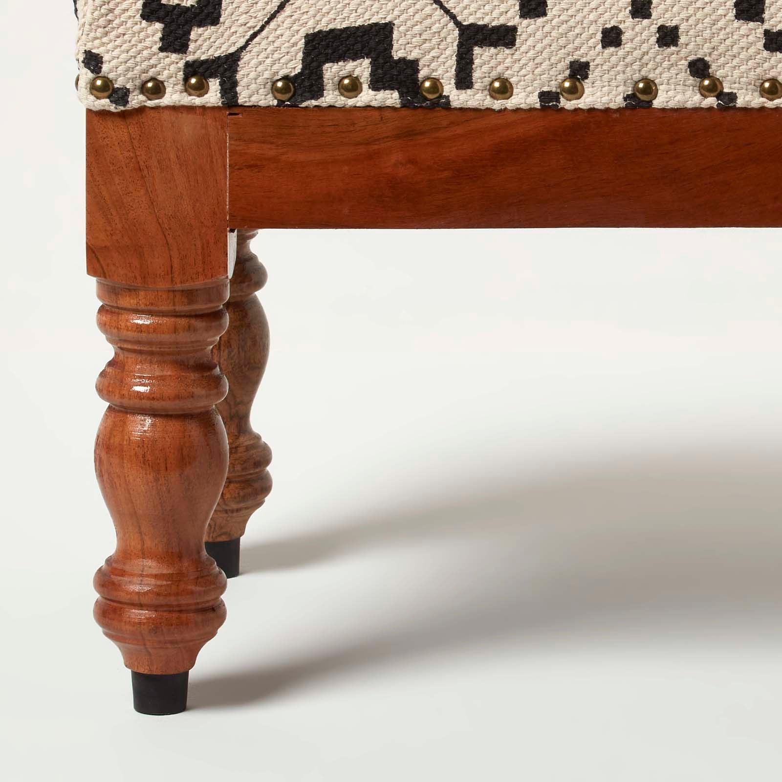 Reva Black Geometric Footstool | 50cm x 30cm