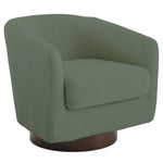 Modern Teddy Fleece Fabric Swivel Accent Chair – 360° Barrel Armchair With Foam Cushion & Wood-iron Base | Green