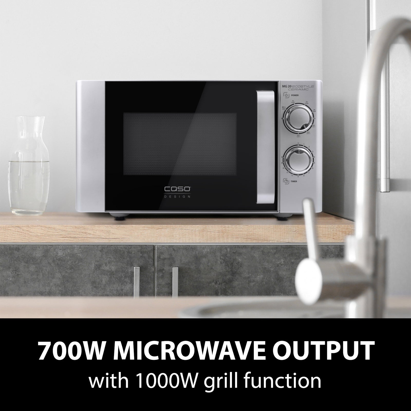 Mg 20 Ecostyle Ceramic Microwave Oven & Grill, 20 Litre Capacity, 700w Microwave With 1000w Grill