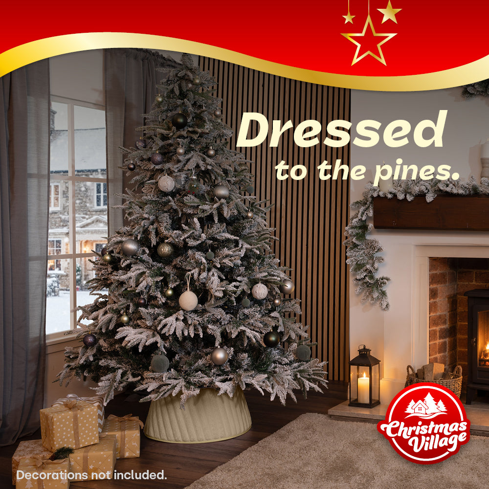 Round Faux Fur Christmas Tree Skirt With Velcro Closure | Neutral