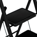 4 Step Ladder Heavy-duty Steel Folding Step Stool 150kg Capacity | Black