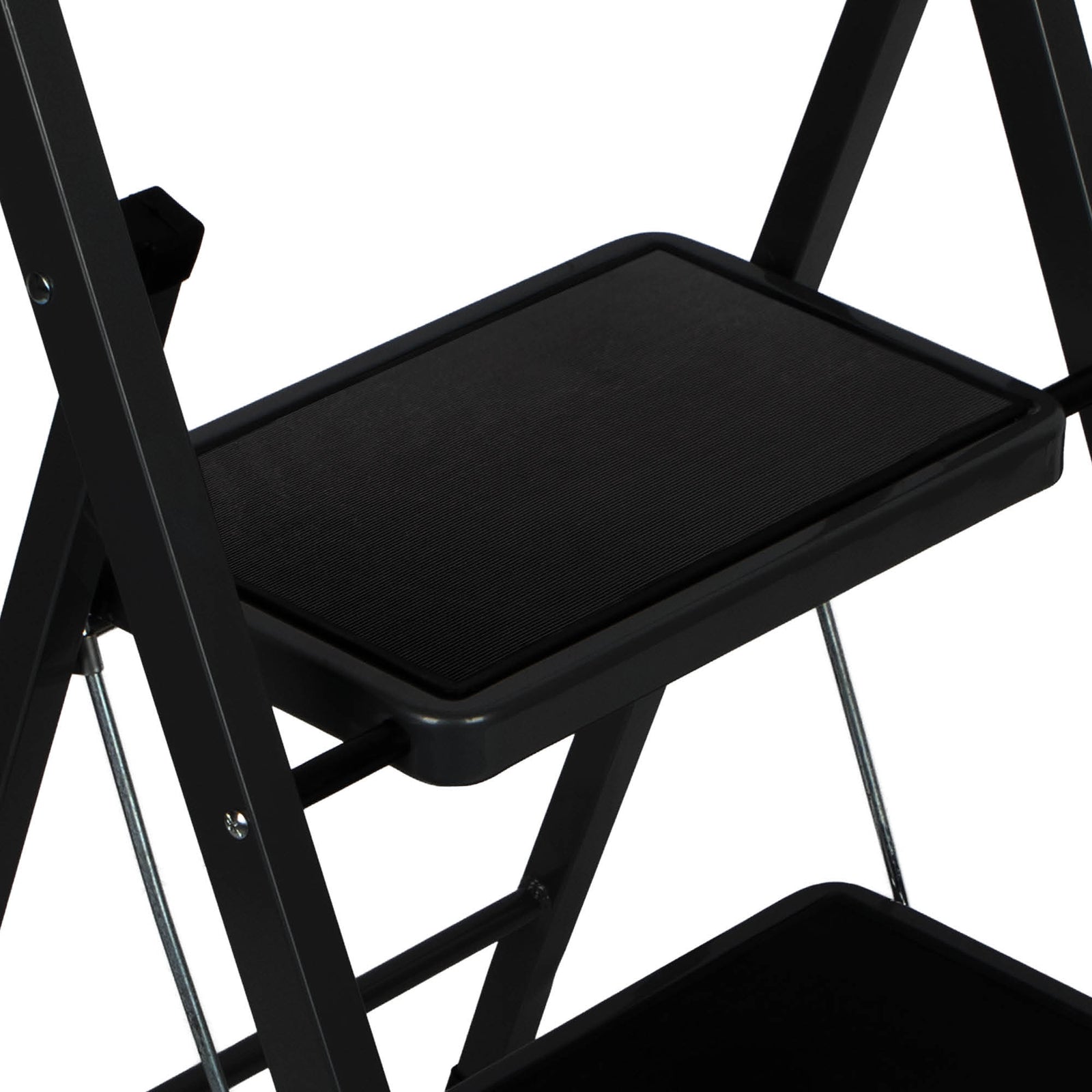 4 Step Ladder Heavy-duty Steel Folding Step Stool 150kg Capacity | Black