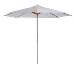 3m Wooden Bamboo Parasol Outdoor Umbrella Canopy | White