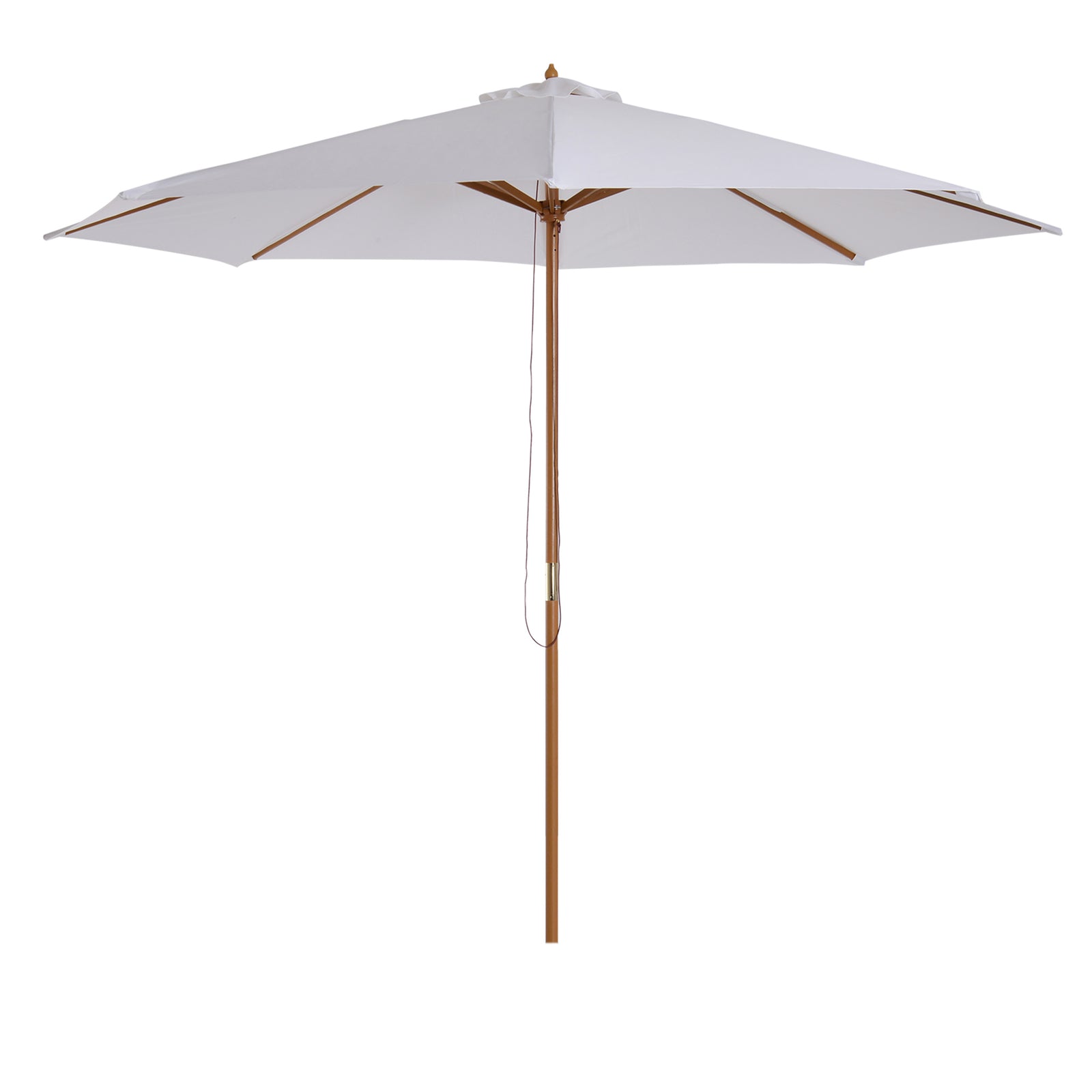 3m Wooden Bamboo Parasol Outdoor Umbrella Canopy | White