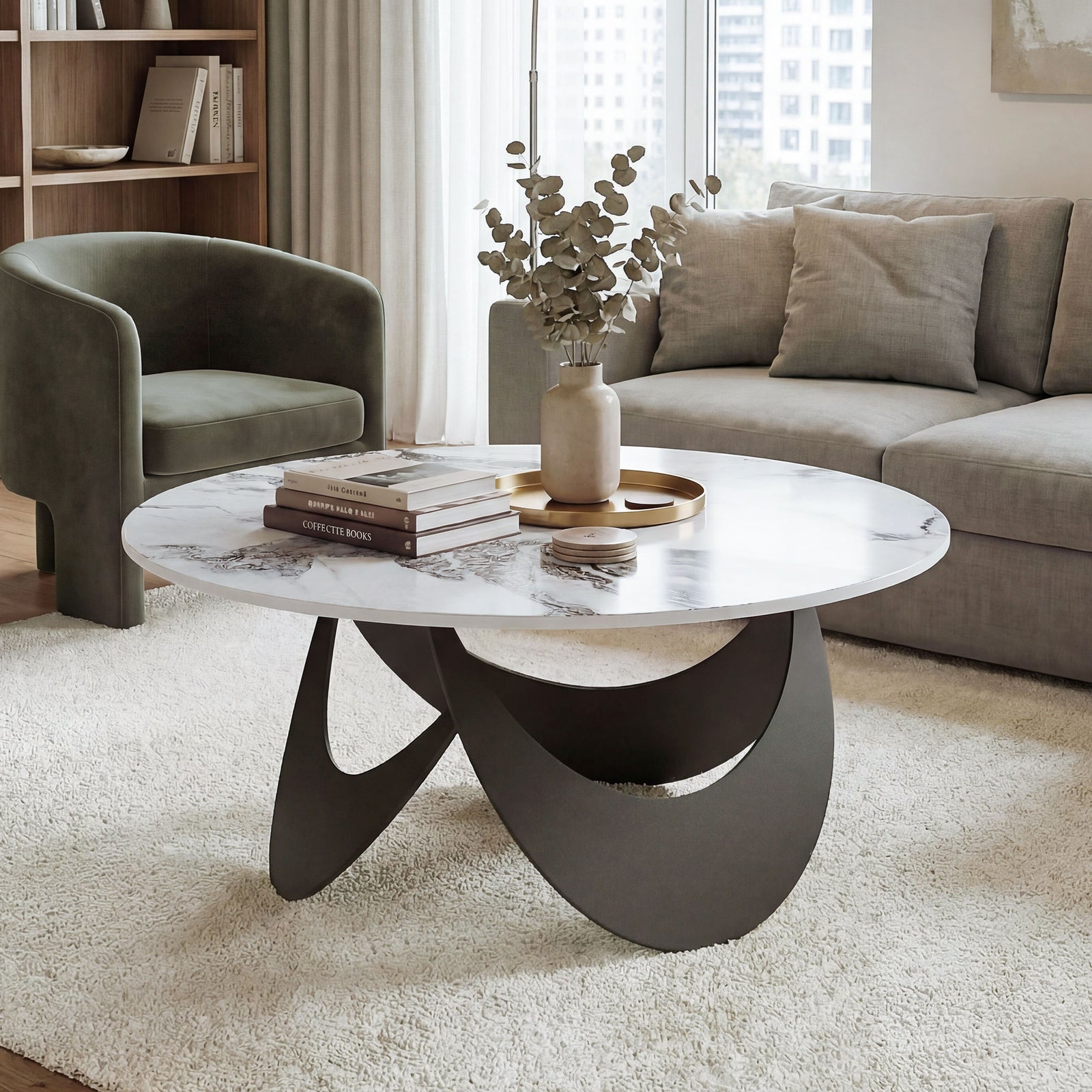Coffee Table Sintered Stone Top White And Black | White