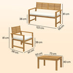 4 Seater Wooden Garden Furniture Set With Loveseat, Chairs, Table | White